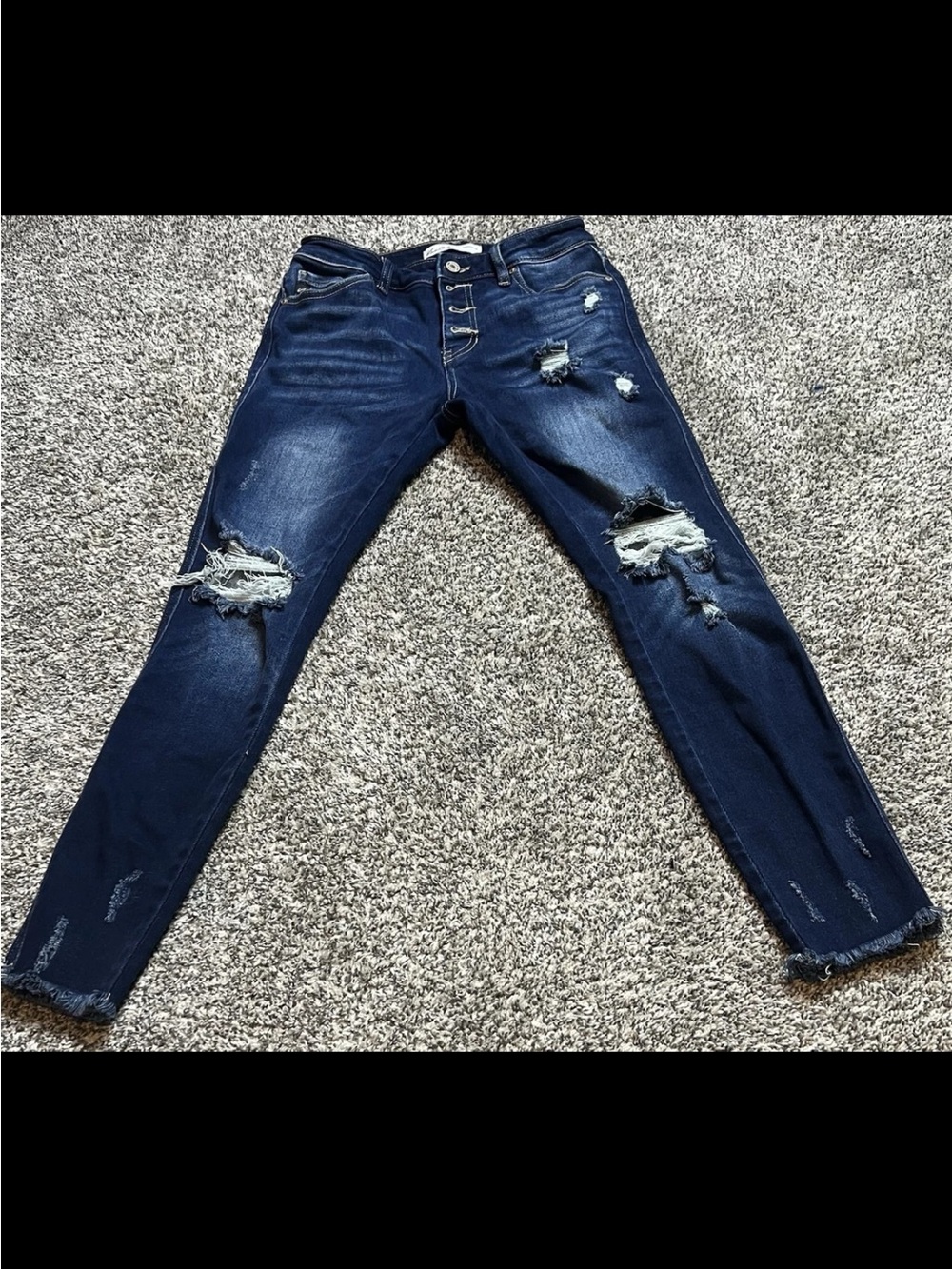 Kanan Dark Blue Distressed Skinny Jeans